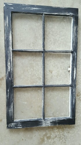 VINTAGE SASH ANTIQUE WOOD WINDOW PICTURE FRAME PINTEREST  DISTRESSED BLACK 32x19