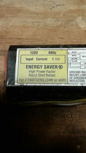 Rapid Start Ballast Cat No. 446-L-SLH-TC-P for 2 F40W or 34W T12/RS Lamps