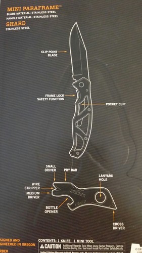 Gerber Mini Paraframe Keychain Tool Shard Combo FREE SHIPPING