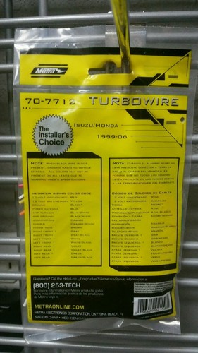 Metra 70-7712 Wiring Harness for Isuzu / Honda 1999-06