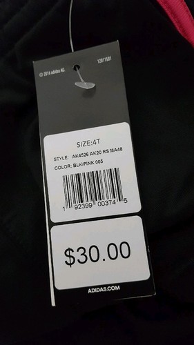 Girls Adidas black pink stripes pant 4T NEW