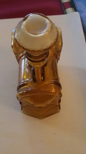 Vintage Amber Glass Train Decanter marked 133