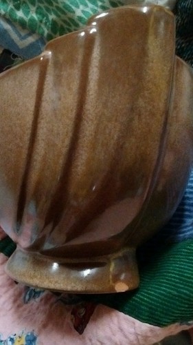 Frankoma pottery  35 dusty brown  art deco  bowl beautiful