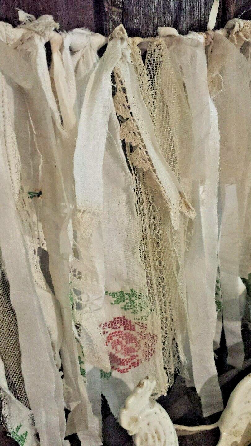 5 ft photo prop fabric garland farmhouse Wedding nursery lace vtg roses rags