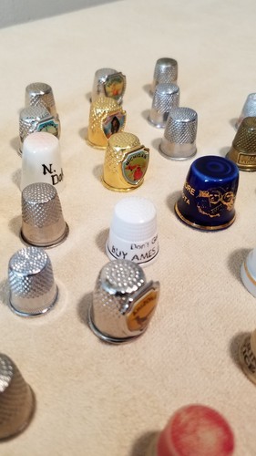 Thimble Vintage Sewing Lot of States, Advetising, Souvenir and some plain ones