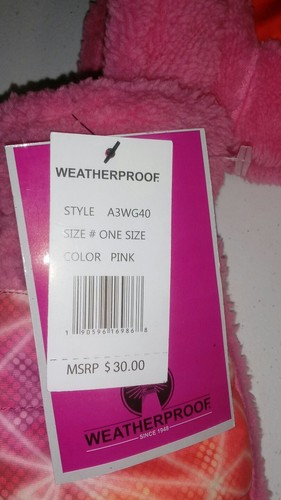 Weatherproof Kid Mitten Gloves Pink Orange White One Size NEW With tags MSRP $30