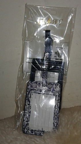 New Adrienne Vittadini Studio Set of 2 Luggage Tags (blue tile ) free ship