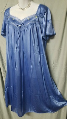 Only Necessities BLUE NIGHTGOWN CALF LENGTH  SHORT SLEEVE  Size  3X 64'' Bust
