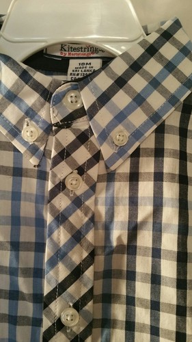 Boys Long Sleeve Button Shirt 18m Blue Checks Childrens Toddler Childrens New