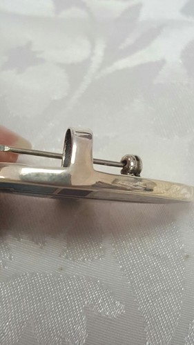 VINTAGE WJ INLAID TURQUOSE LAPIS STERLING HEARTLINE BEAR PENDANT/PIN