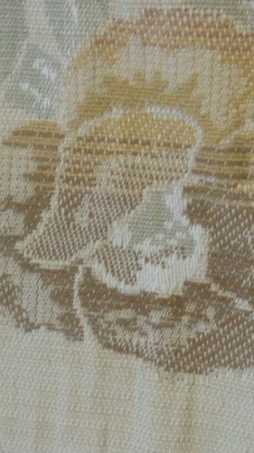 11.39) 2 Yards Upolstry fabric cream Ivory thick heavy floral