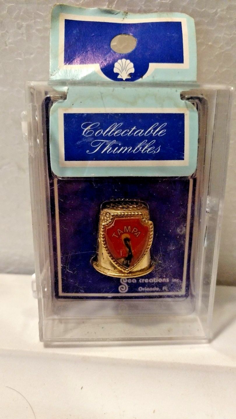 Vintage TAMPA Collectible Thimble of Pelican Gold  Tampa Never Opened