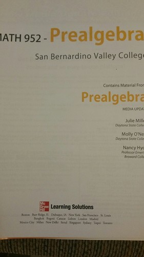 Prealgebra -Math 952 Custom For San Bernardino Valley College