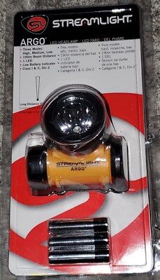 Streamlight Argo LED Headlamp w/ Batteries Black/Yellow 61301 New Open Pack D2