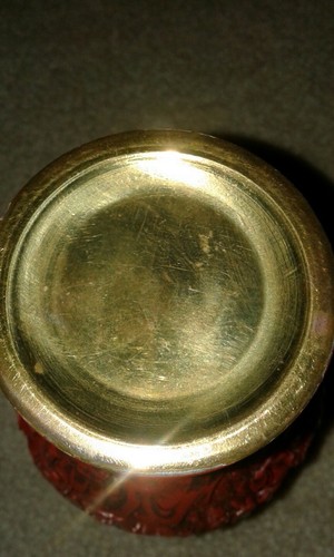 Antique Chinese Cinnabar Vase, red 6