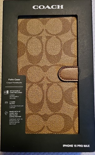 コーチiPhone14 Folio Case-Signature C Khaki Amazon.com: Coach Signature Canvas Wallet Folio iPhone 16