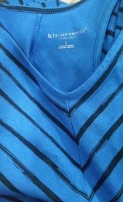 NEW Liz Lange Maternity Dress Blue Black Diagonal Stripe Sz Small or XS FREESHIP