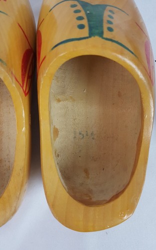 Pair of Decorated Made in Holland Wooden Shoes Child Size 23, 15.5 cm