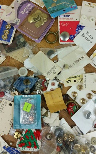 Vtg Sewing Notions and Button Lot Button Cards Snaps Eyelets