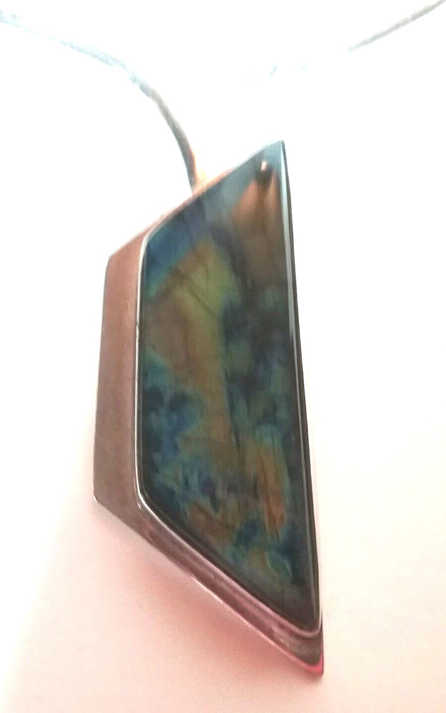 VINTAGE STUDIO ARTISAN MODERNIST LABRADORITE NECKLACE STERLING SILVER SIGNED