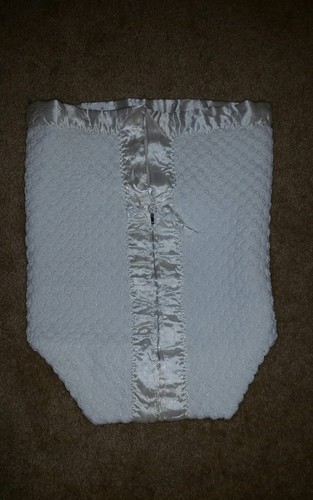 Vintage Baby Girl Boy Bunting Blanket White Satin Trim Warm Christening