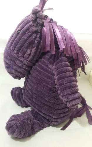JellyCat Purple Horse Corduroy Pony Satin Ribbon Mane Stuffed Animal Toy Retired