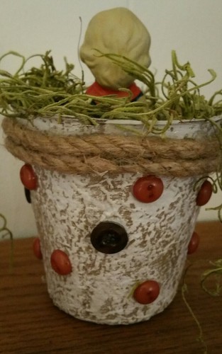 VINTAGE CERAMIC BISQUE FROZEN CHARLOTTE DOLL ~COWGIRL FIGURINE IN NEST BASKET