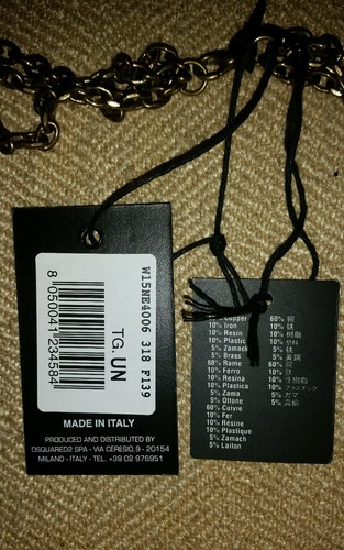 $345.00 Dsquared2  Turquoise Cross Key Horn  Three Tier Necklace Gold Tone Brass