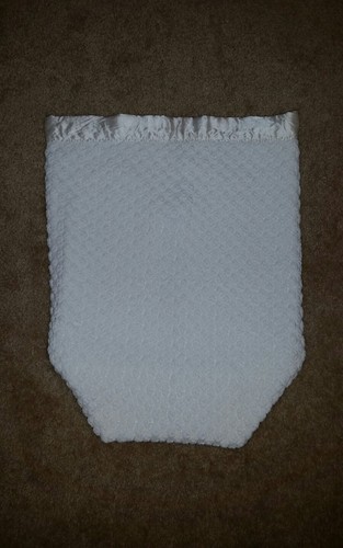 Vintage Baby Girl Boy Bunting Blanket White Satin Trim Warm Christening