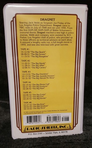 Radio Spirits presents Dragnet 9 hours 6 Cassettes *B2* R1S2B2