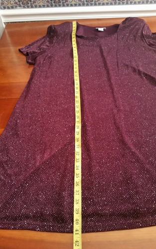 NWT Sz 26 W Avenue Shift Dress Burgandy Gliter Stretc Holiday Dress MSRP $79.99