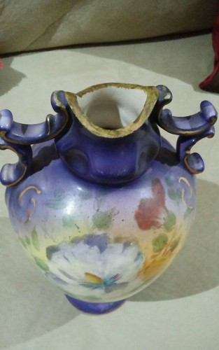 ANTIQUE ROYAL BONN VASE FRANZ MEHLEM VICTORIAN PORCELAIN GERMANY GREEN YELLOW