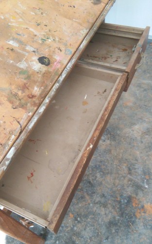 Vintage Large Rolling Industrial Drafting Table Well Made Functional