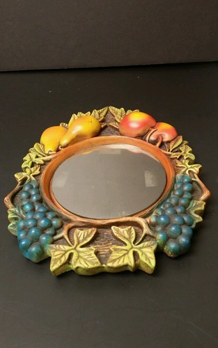 vTg 1968 Miller Studio Chalk Ware Color Mixed Fruit Apples Grapes Pears Leaves