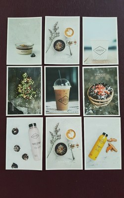Set of 9 Dr Smood NY post card juice salad nut milk wellness