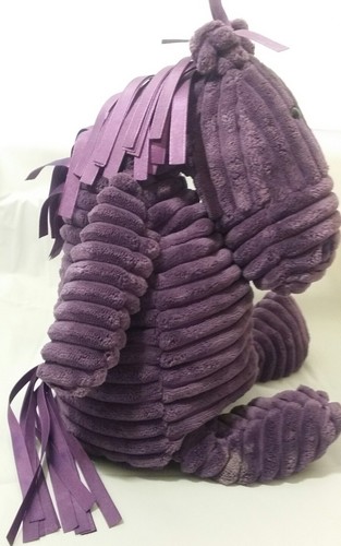 JellyCat Purple Horse Corduroy Pony Satin Ribbon Mane Stuffed Animal Toy Retired
