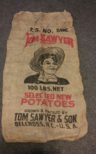 Vintage Feedsack Burlap Tom Sawyer Potato Sack Feed sack Belcross North Carolina