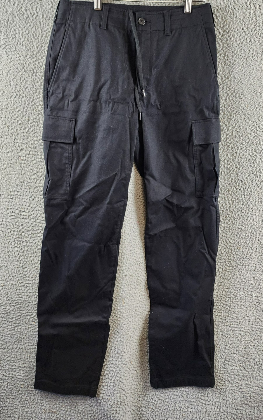 Theory Straight Twill Cargo Pants Men's 30 Black Side Pockets Button Zip Closure - Picture 2 of 17
