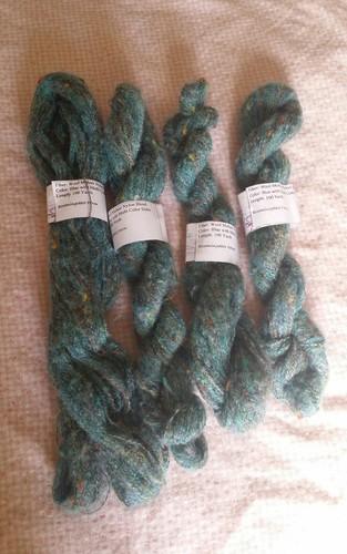 Yarn Wool Mohair Nylon blend guage 1 Blue with Multi Color Slub