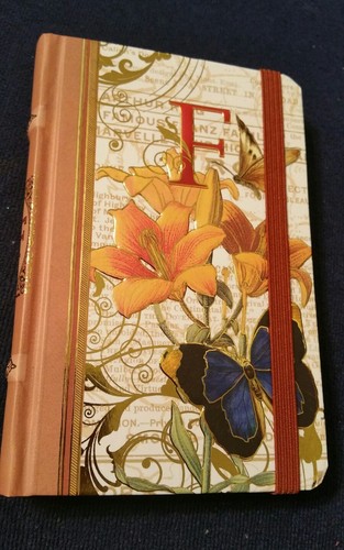 PUNCH STUDIO gold embossed (raised) MONOGRAMMED F hard cover bungee-journal-80pg