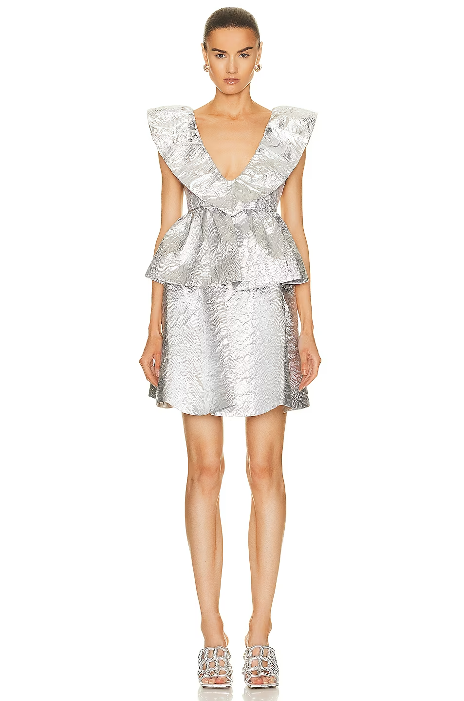 GANNI｜DRESSES (Grey Jacquard Strap Mini Dress (W0025 20 Smoked Pearl Grey Jacquard Strap Mini Dress | GANNI US