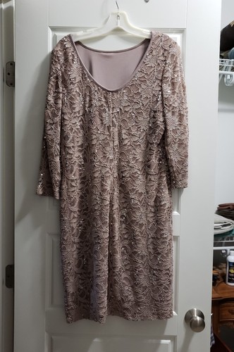 Davids Bridal Onyx Nite Taupe Dress Size 14 EUC