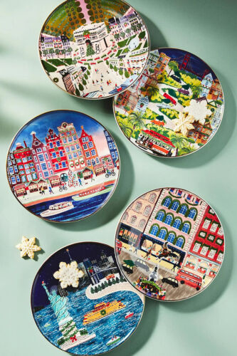 New Anthropologie Christmas in the City Plate-Paris, London, Amsterdam, SF or NY