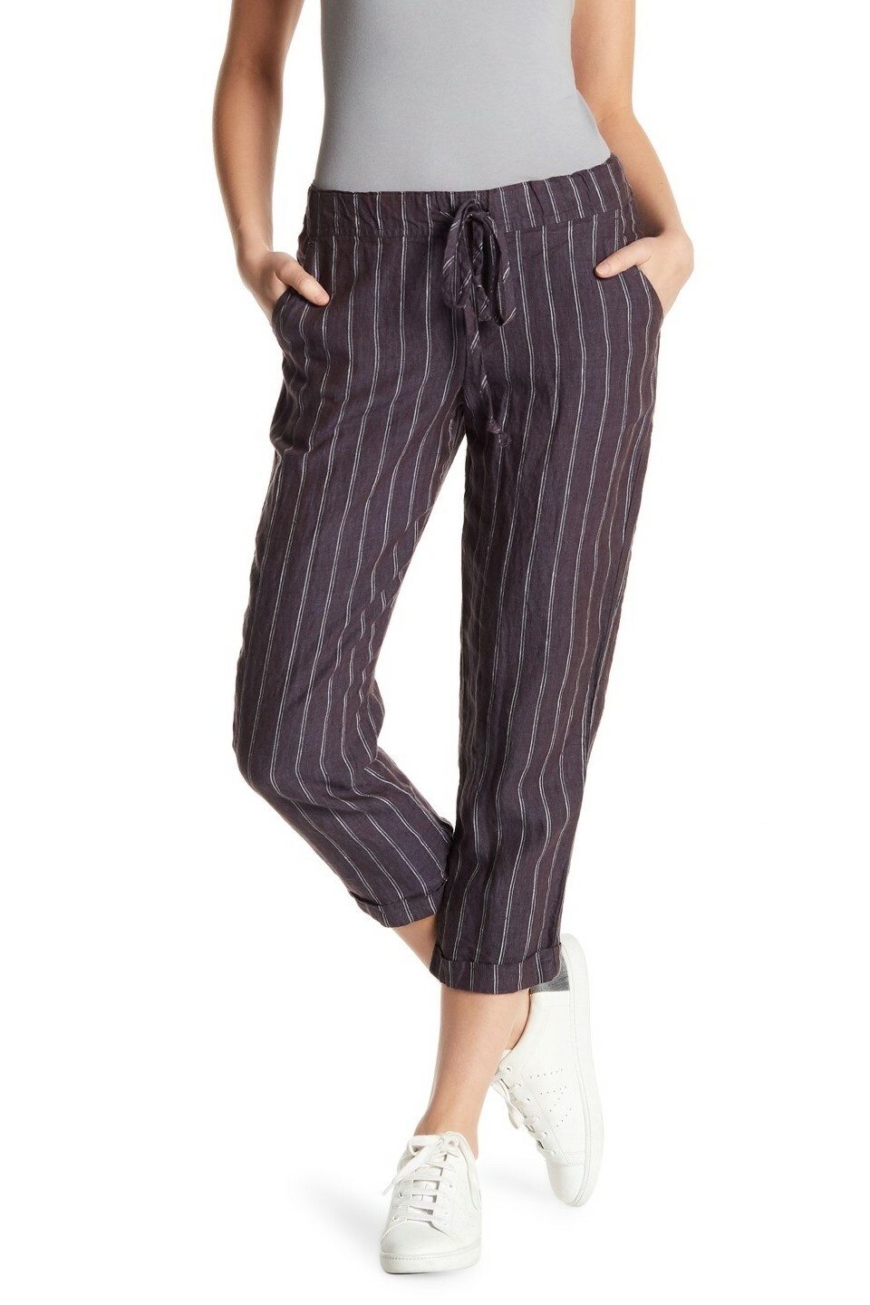 Allen Allen 4-Pocket Striped Crop Pants Women's sz. Small 152705