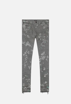 John Elliott The Cast 2 Alta Grey Paint Splatter Denim Jeans VERY RARE BNWT