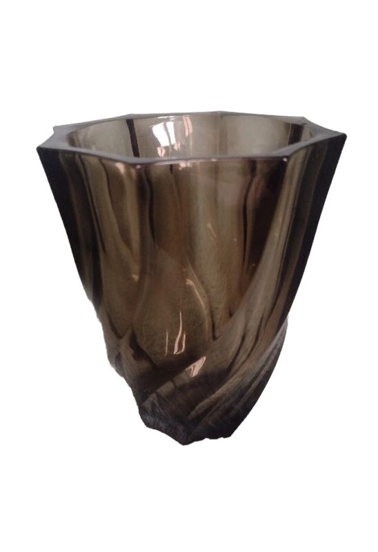 Luminarc France Smoked Twisted Glass Vase 1970'S