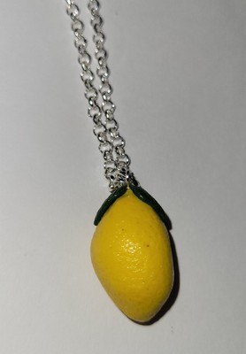 Lemon Necklace Silver Fruit Charm Lemon Summer Citrus