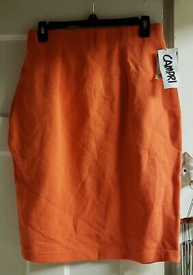 NEW CAMPRI ORANGE RIBBED KNIT Skirt Cotton/Spandex NWT Women's Size L LARGE VINT