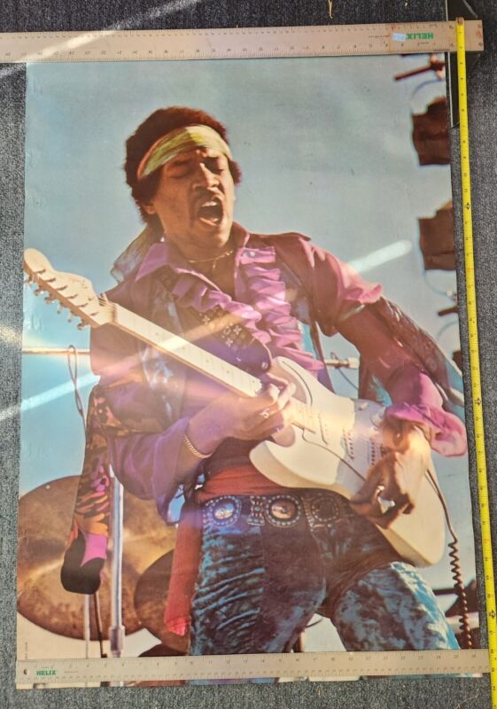 Vintage Original 70s Jimi Hendrix Poster Color San Jose Pop Festival 1969