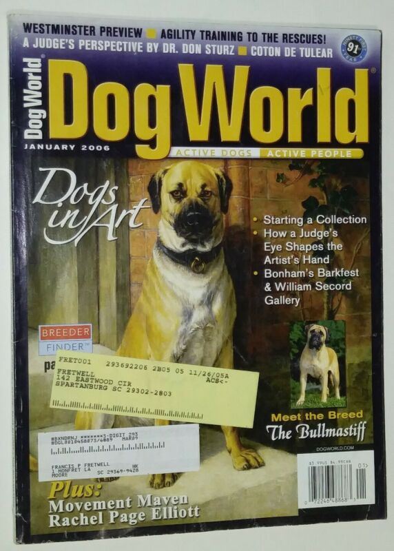 Dog World Bullmastiff Cover +Articles Jan. 2006 Coton de Tulear Dogs in Art